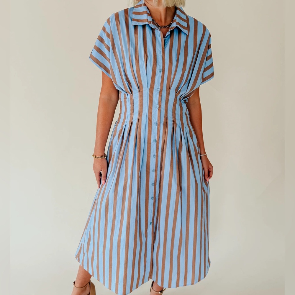 THML Striped Button Up Maxi Dress S